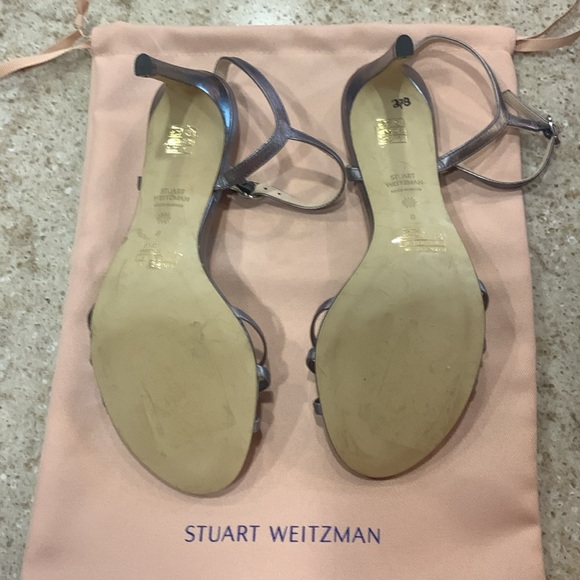 NWOT Stuart Weitzman | Starla 80 Ankle Strap in Gunmetal Leather Sandal Size 8 - Picture 7 of 8